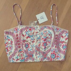 NWT dRA Anthropologie crop top w/adjustable straps and buttons Size M